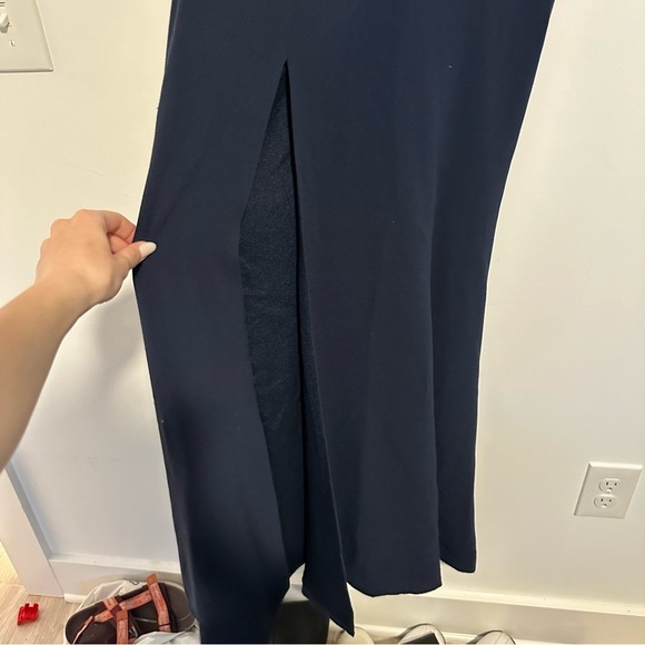 New Dress the Population Iris long midnight blue V-neck Dress with leg slit navy - Picture 6 of 13